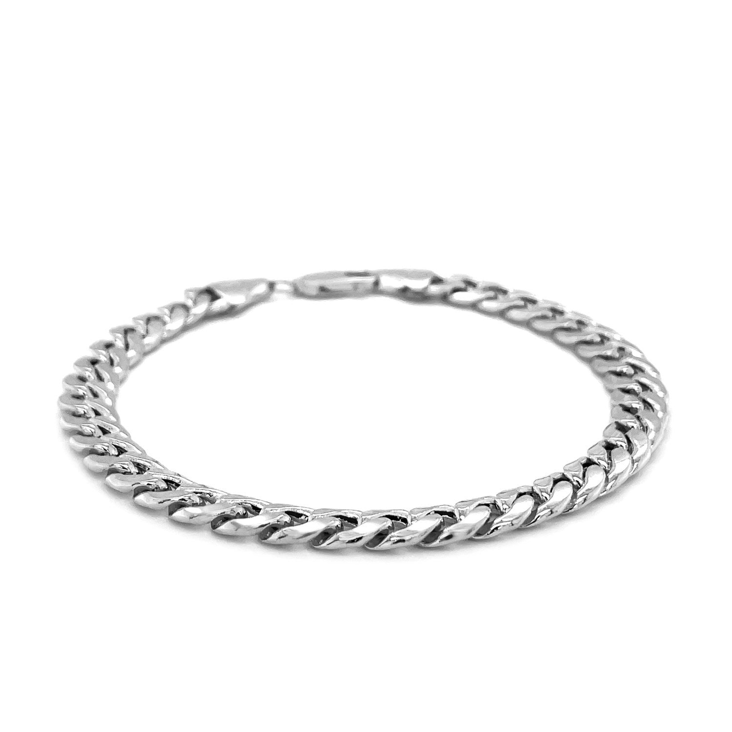 14k White Gold Miami Cuban Semi Solid Bracelet (7.00 mm)Monde Trend