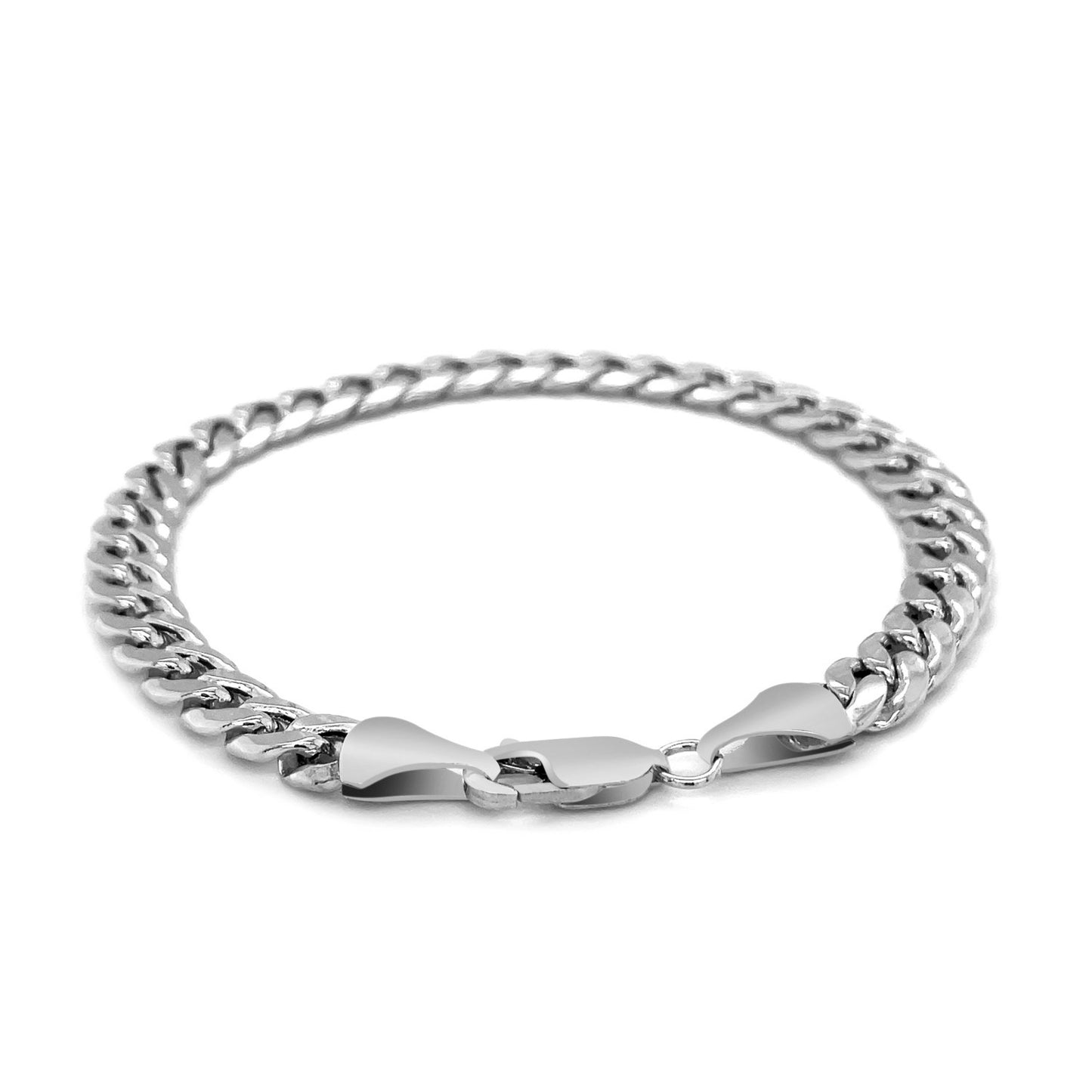 14k White Gold Miami Cuban Semi Solid Bracelet (7.00 mm)Monde Trend