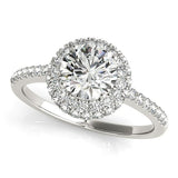 14k White Gold Classic Round Diamond Pave Design Engagement Ring (1 1/2 cttw)Monde Trend