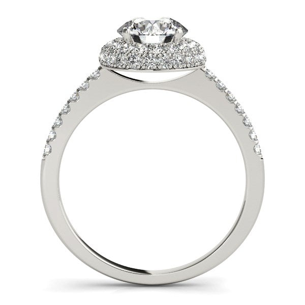 14k White Gold Classic Round Diamond Pave Design Engagement Ring (1 1/2 cttw)Monde Trend