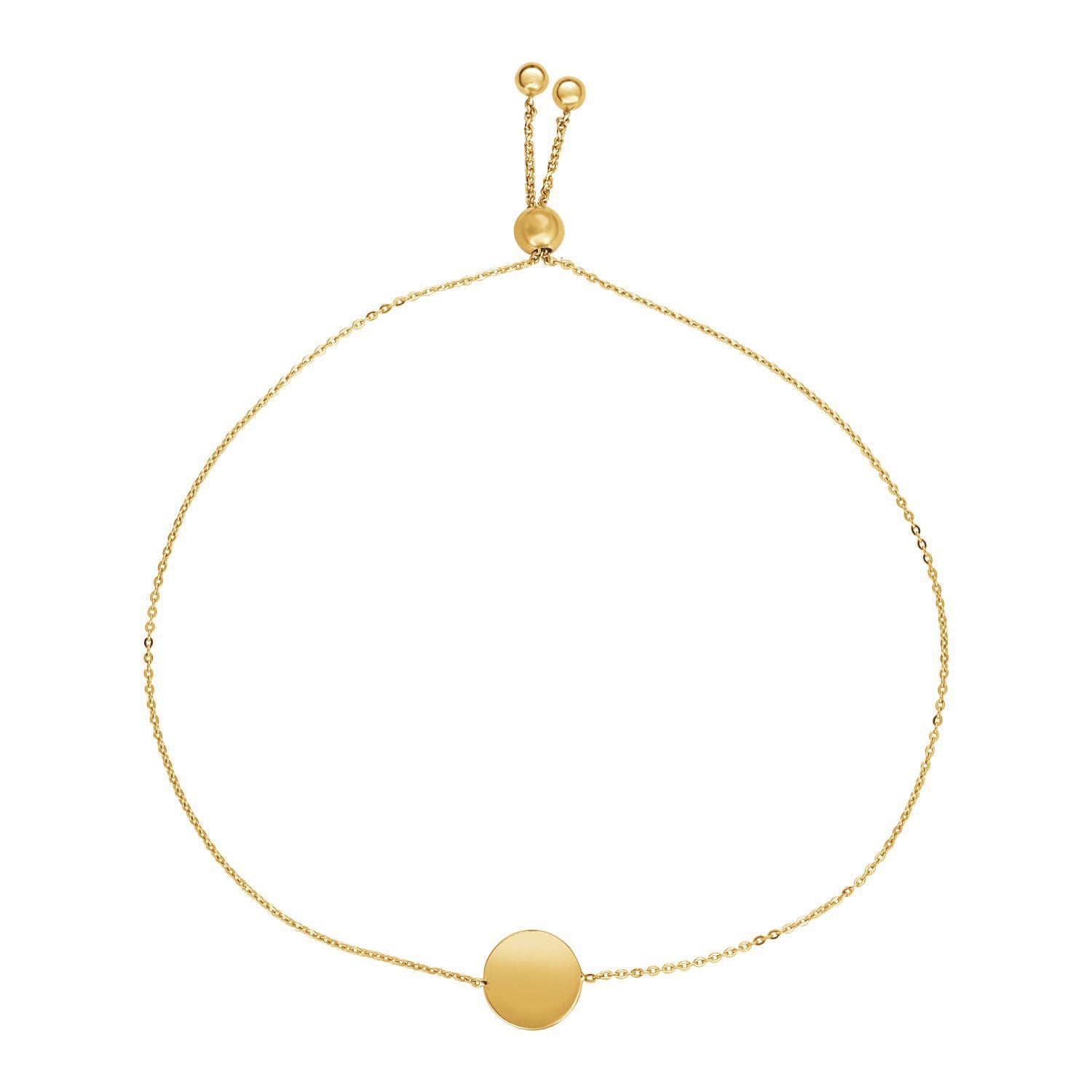 Adjustable Bracelet with Shiny Circle in 14k Yellow Gold (7.50 mm) RCJ