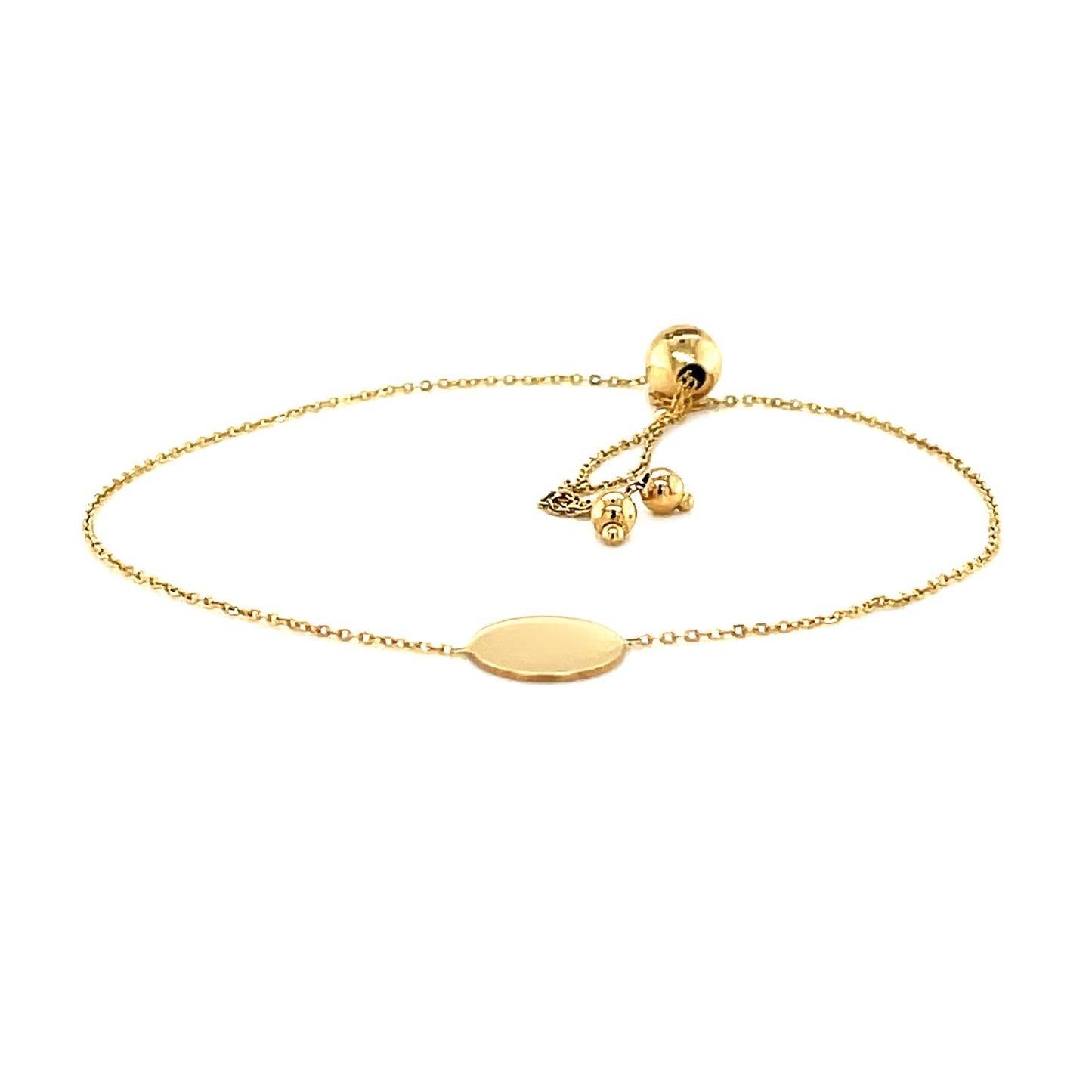 Adjustable Bracelet with Shiny Circle in 14k Yellow Gold (7.50 mm) RCJ