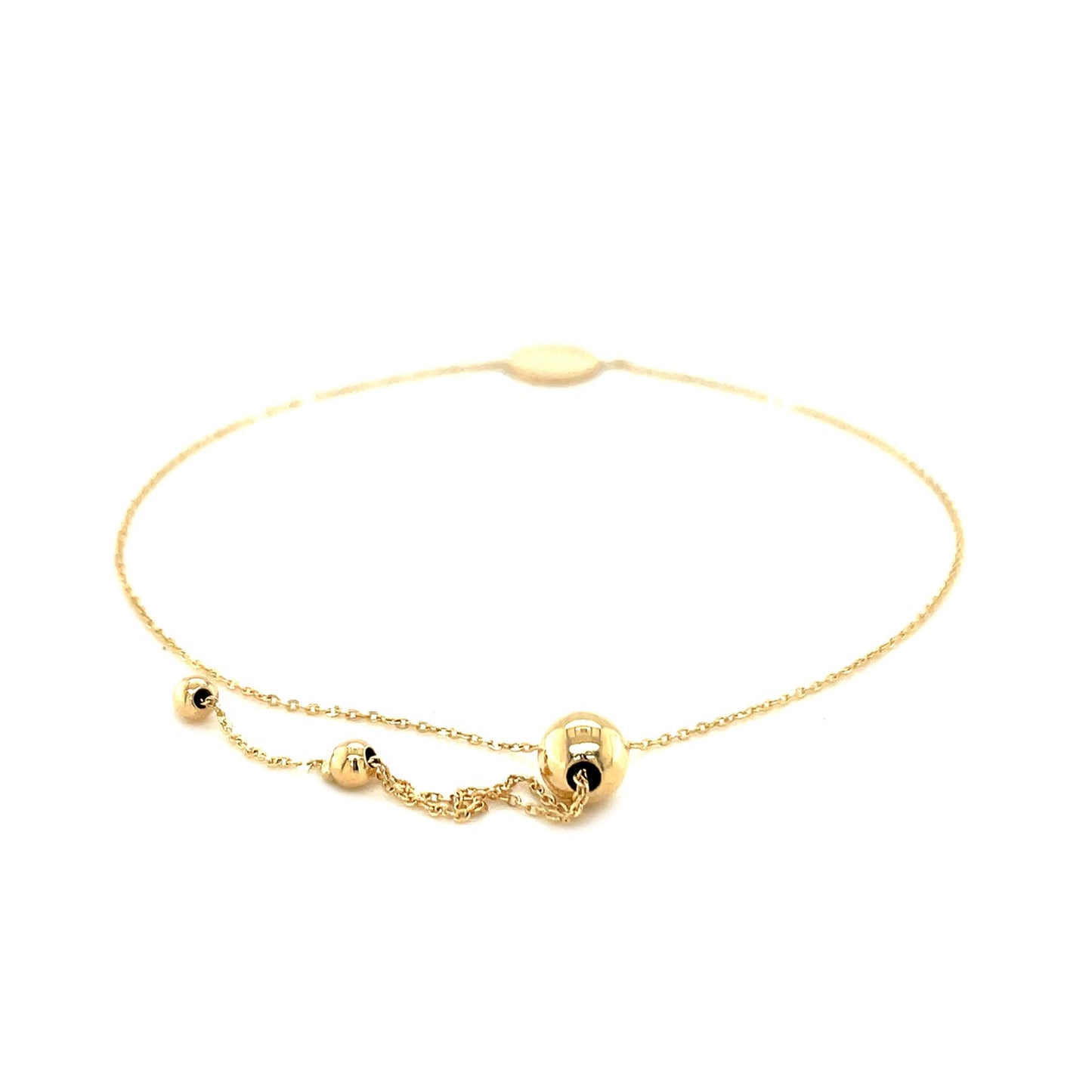 Adjustable Bracelet with Shiny Circle in 14k Yellow Gold (7.50 mm) RCJ