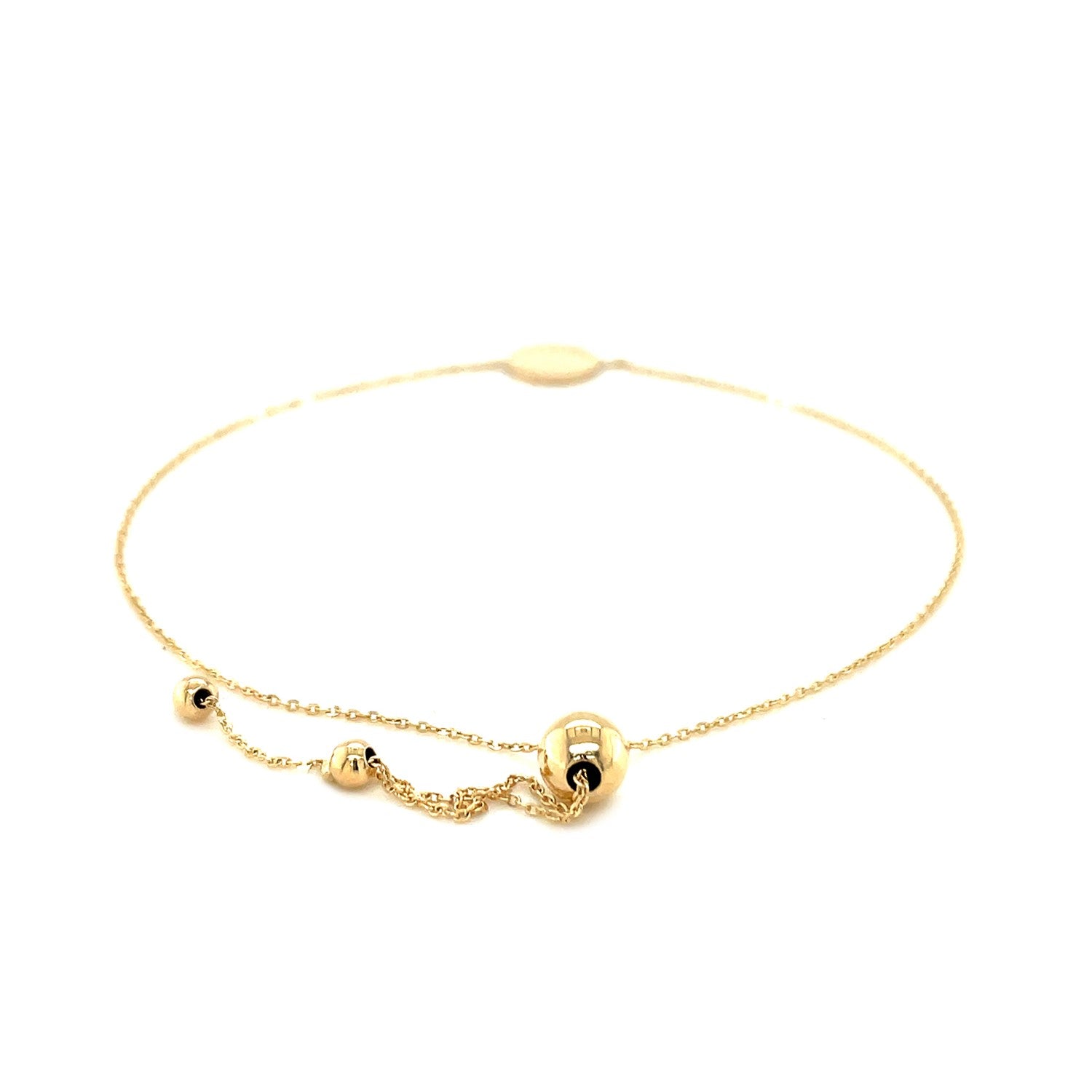 Adjustable Bracelet with Shiny Circle in 14k Yellow Gold (7.50 mm) RCJ