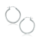 10k White Gold Polished Hoop Earrings (2x25mm)Monde Trend