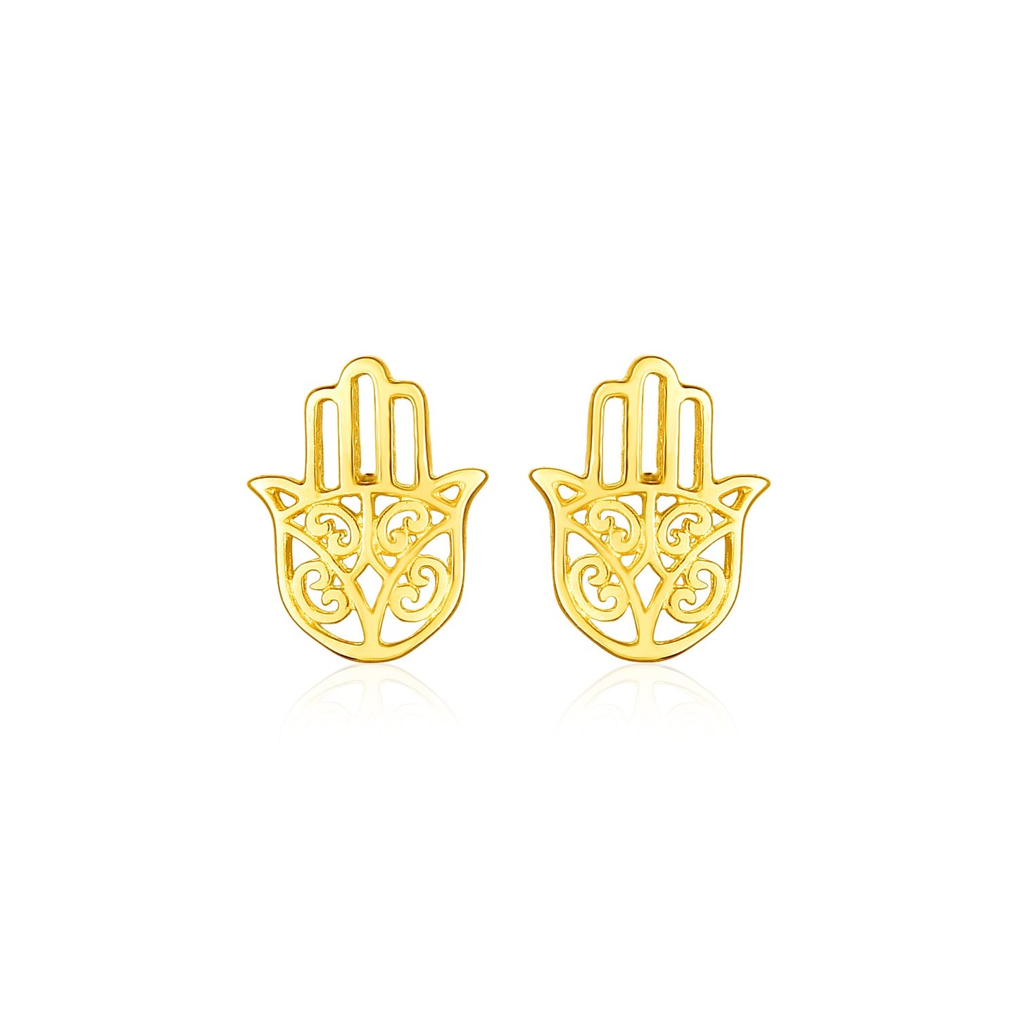 14k Yellow Gold Polished Hand of Hamsa Post Earrings RCJ