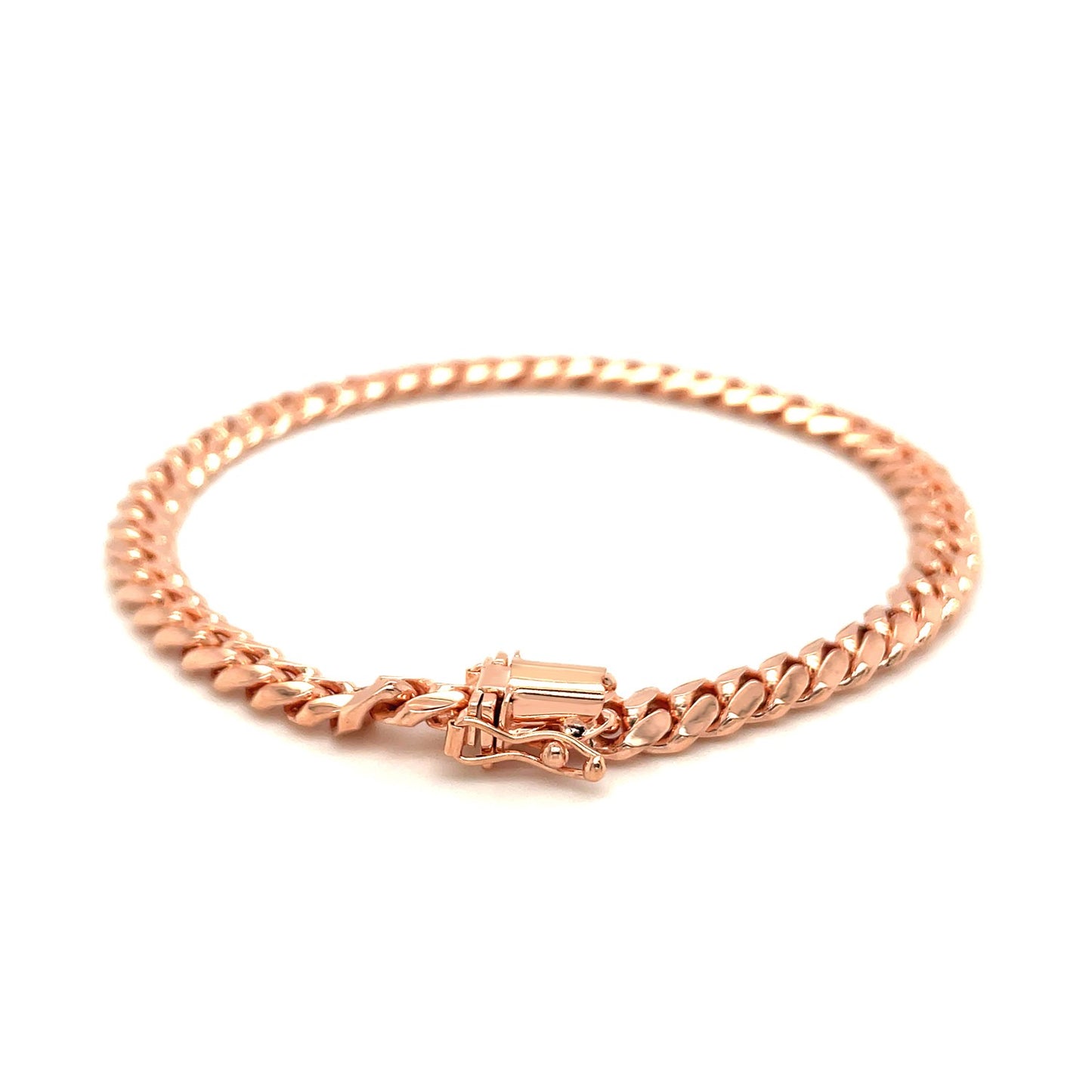 14k Rose Gold Classic Miami Cuban Solid Bracelet (6.10 mm)Monde Trend