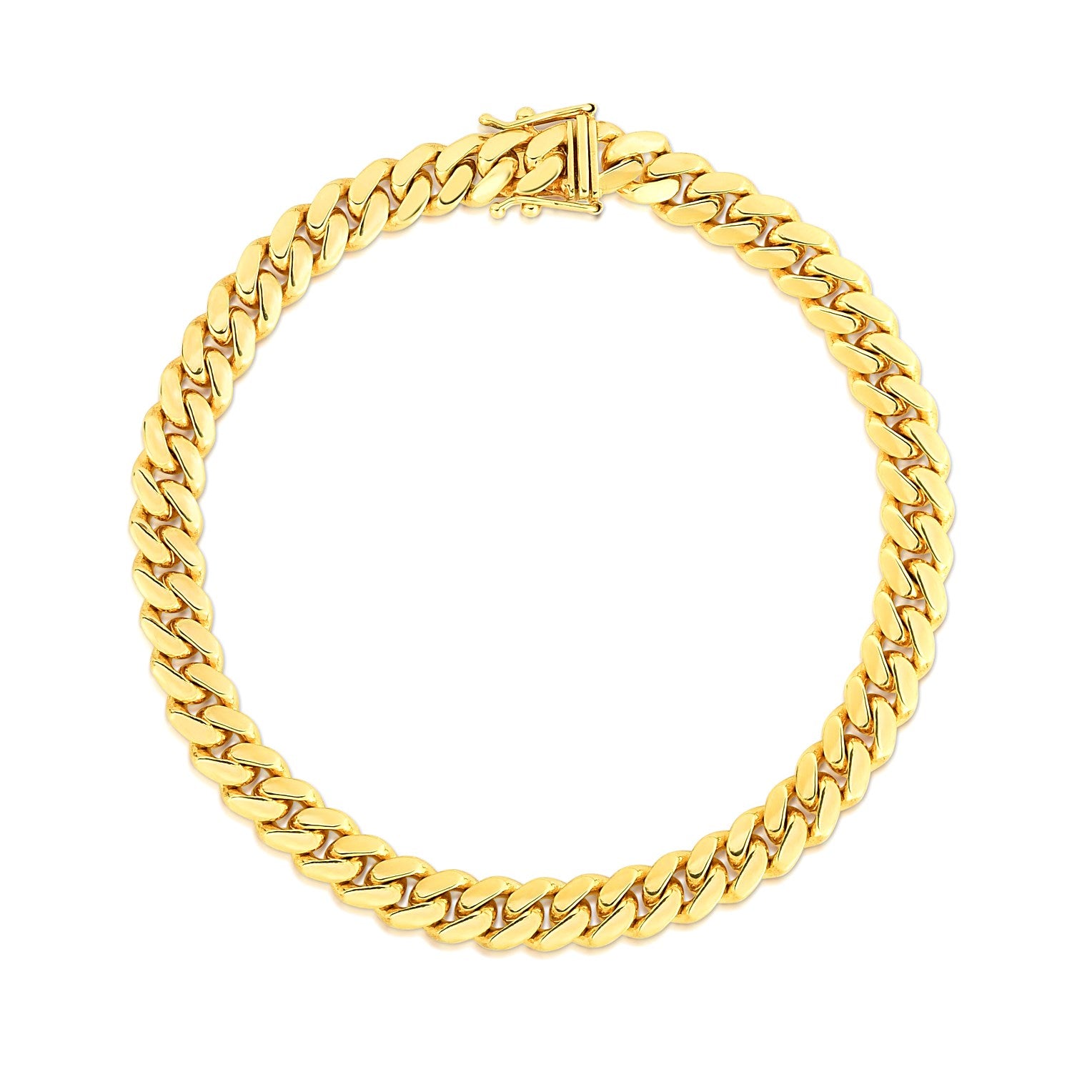 14k Yellow Gold Classic Miami Cuban Solid Bracelet (7.10 mm) RCJ