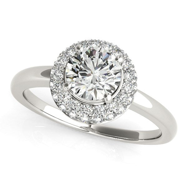 Diamond Engagement Ring with Pave Halo Stones in 14k White Gold (1 3/8 cttw) RCJ