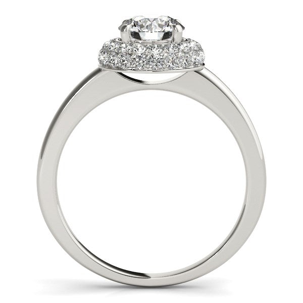 Diamond Engagement Ring with Pave Halo Stones in 14k White Gold (1 3/8 cttw) RCJ