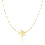 14k Yellow Gold Necklace with Shiny Puffed Sliding Star Charm RCJ