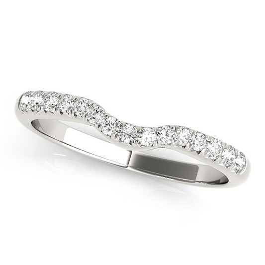 14k White Gold Pave Set Curved Diamond Wedding Band (1/5 cttw)Monde Trend