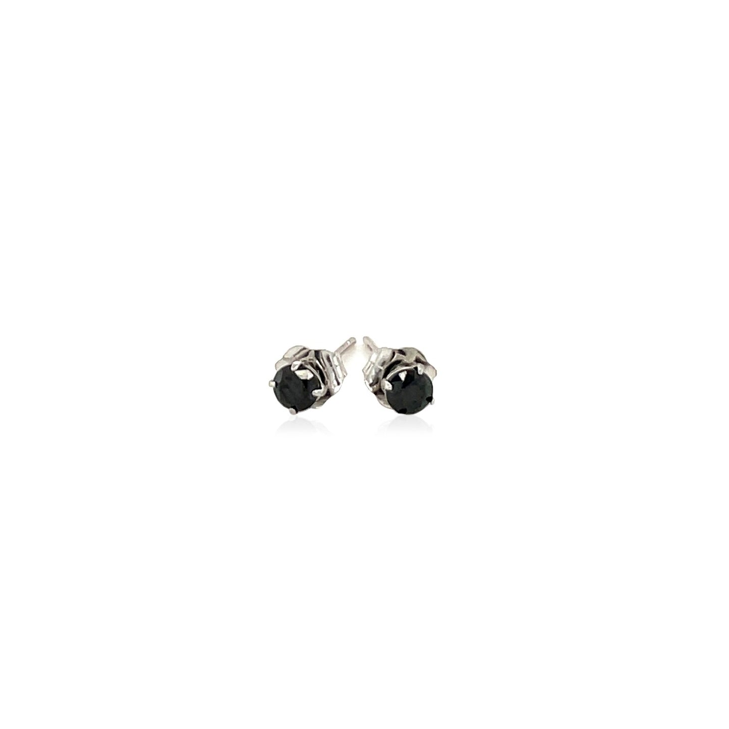 14k White Gold Black 3mm Faceted Cubic Zirconia Stud EarringsMonde Trend