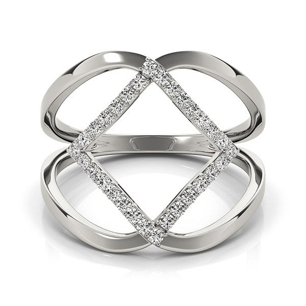 14k White Gold Interlaced Design Diamond Ring (1/5 cttw)Monde Trend