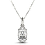 Outer Oval Shaped Two Stone Diamond Pendant in 14k White Gold (5/8 cttw) RCJ