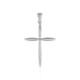 14k White Gold Rounded and Pointed Cross Pendant RCJ