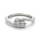 Curved Band Two Stone Diamond Ring in 14k White Gold (3/4 cttw) RCJ