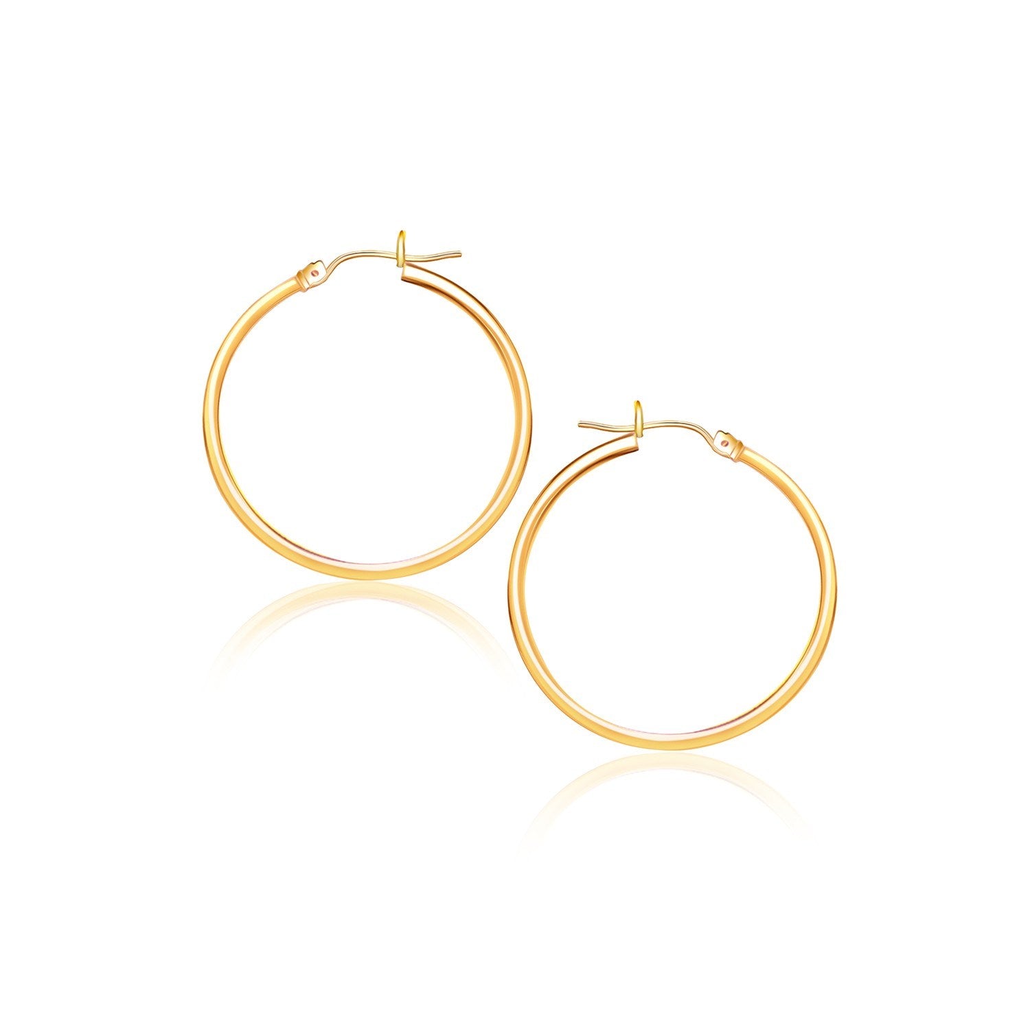 10k Yellow Gold Polished Hoop Earrings (2x40 mm)Monde Trend