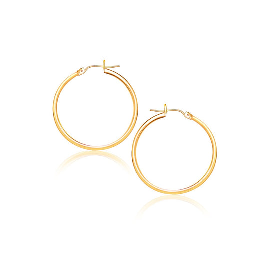 10k Yellow Gold Polished Hoop Earrings (2x40 mm)Monde Trend