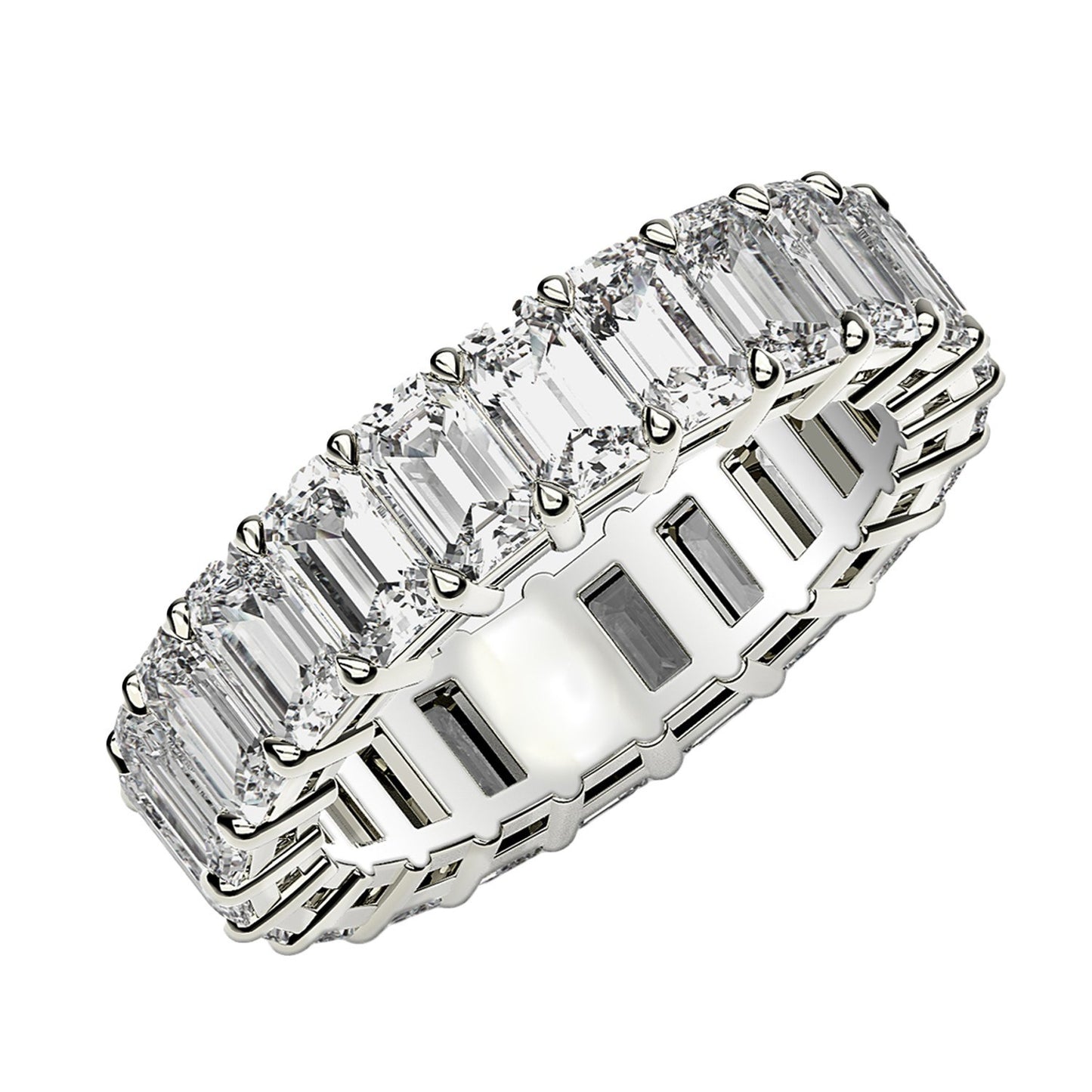 Emerald Cut Lab Grown Diamond Eternity Ring in 14k White Gold (3 cttw FG/VS2) RCJ