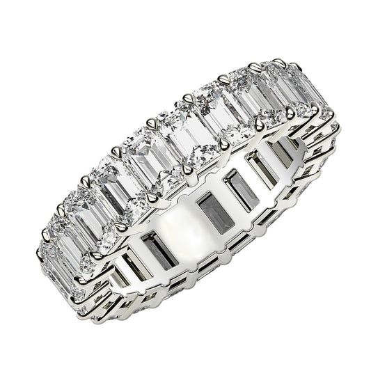 Emerald Cut Lab Grown Diamond Eternity Ring in 14k White Gold (3 cttw FG/VS2) RCJ