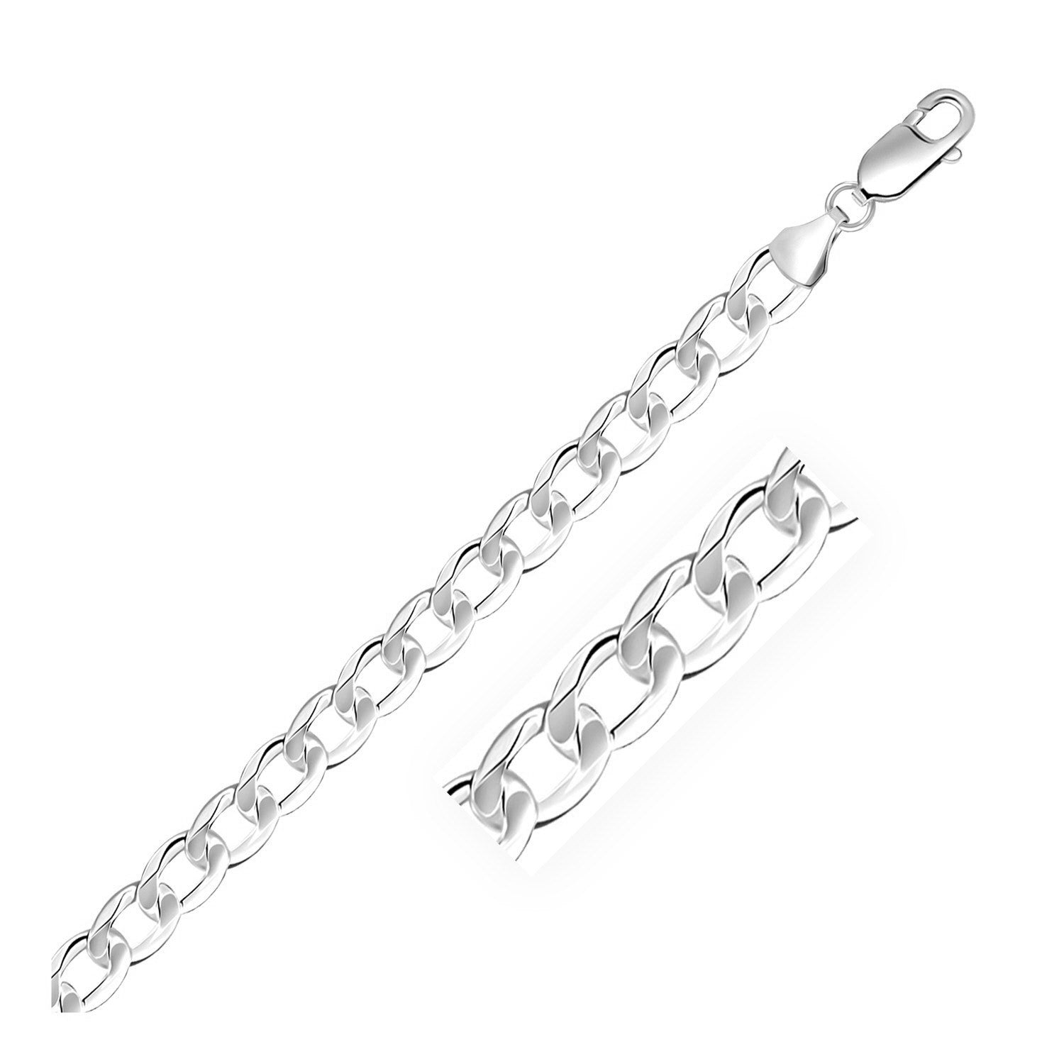 Rhodium Plated Sterling Silver Curb Style Bracelet (7.90 mm) RCJ