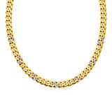 14k Yellow Gold 18 inch Polished Curb Chain Necklace with Diamonds RCJ