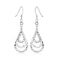 Sterling Silver Textured Graduated Open Teardrop Dangling Style Earrings RCJ