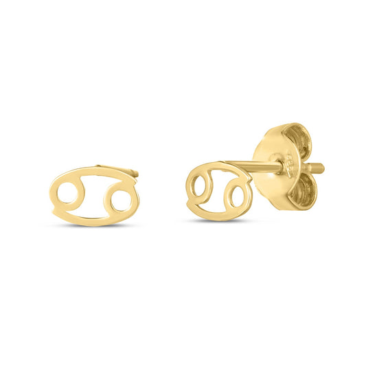 14k Yellow Gold Cancer Stud Earrings RCJ