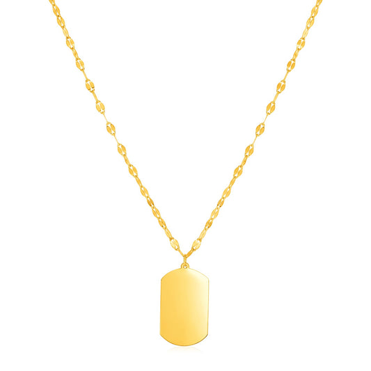 14K Yellow Gold Dog Tag Necklace RCJ