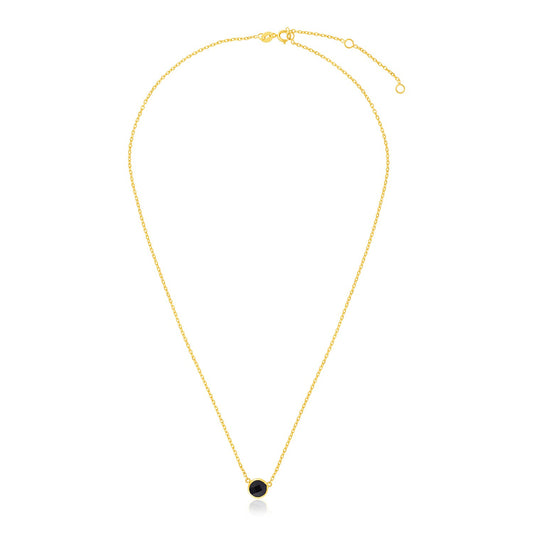 14k Yellow Gold 17 inch Necklace with Round Onyx RCJ