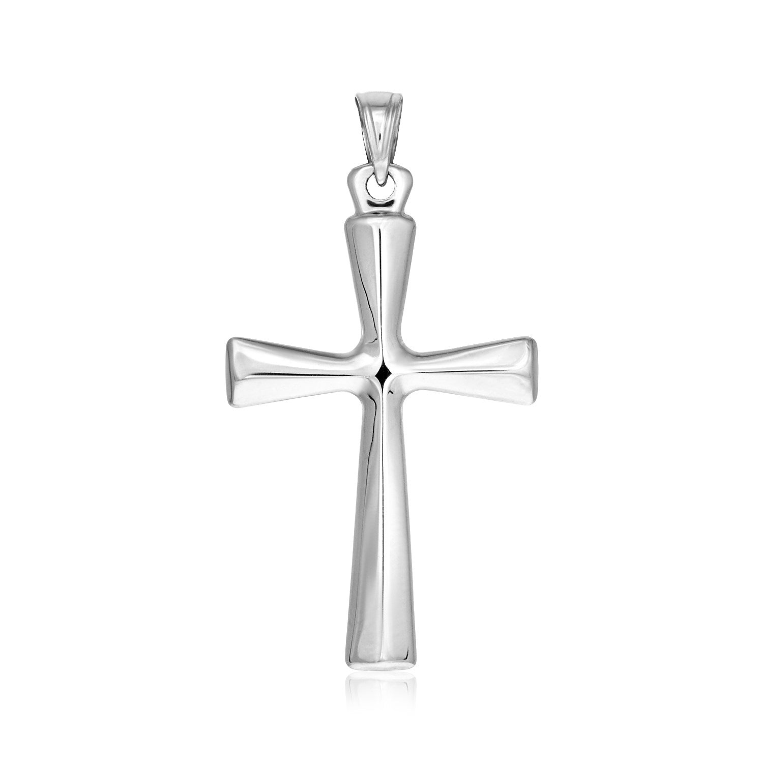 Sterling Silver Domed Rounded Cross Pendant RCJ