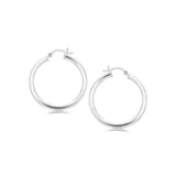 Sterling Silver Hoop Style Earrings with Polished Rhodium Plating (3x30mm) RCJ