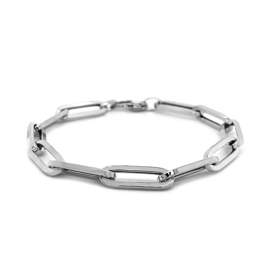 14K White Gold Extra Wide Paperclip Chain Bracelet (6.10 mm)Monde Trend