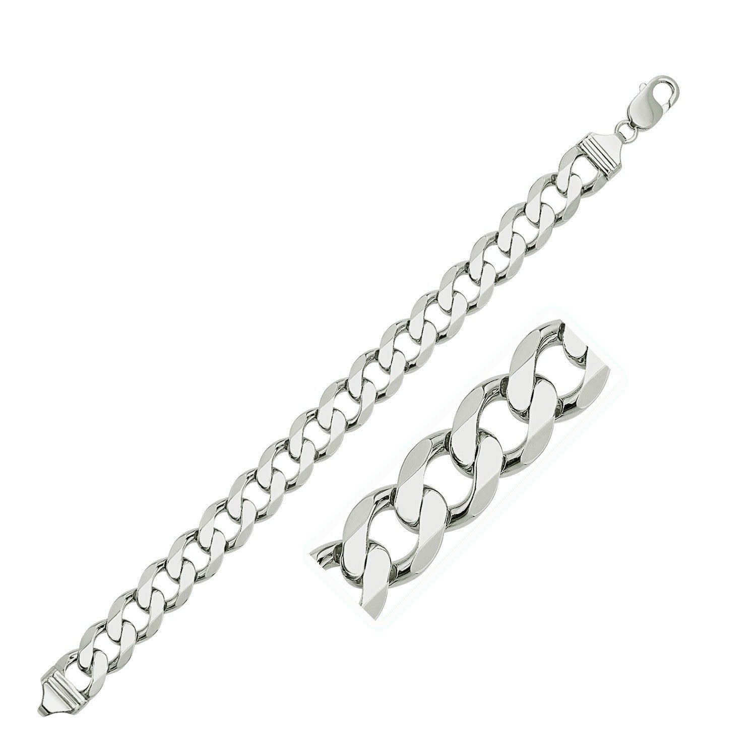 Rhodium Plated Sterling Silver Curb Style Bracelet (11.60 mm) RCJ