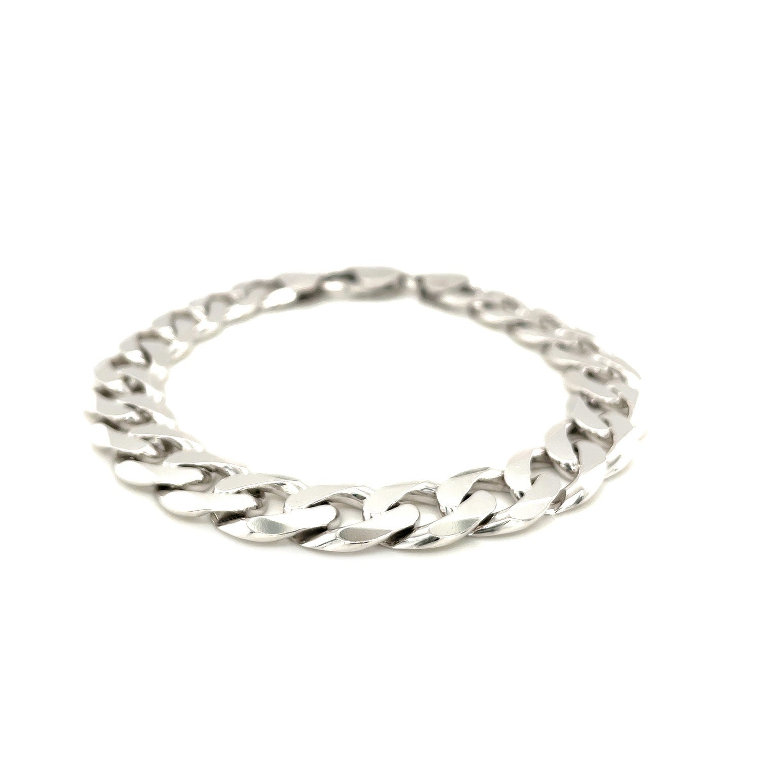 Rhodium Plated Sterling Silver Curb Style Bracelet (11.60 mm) RCJ