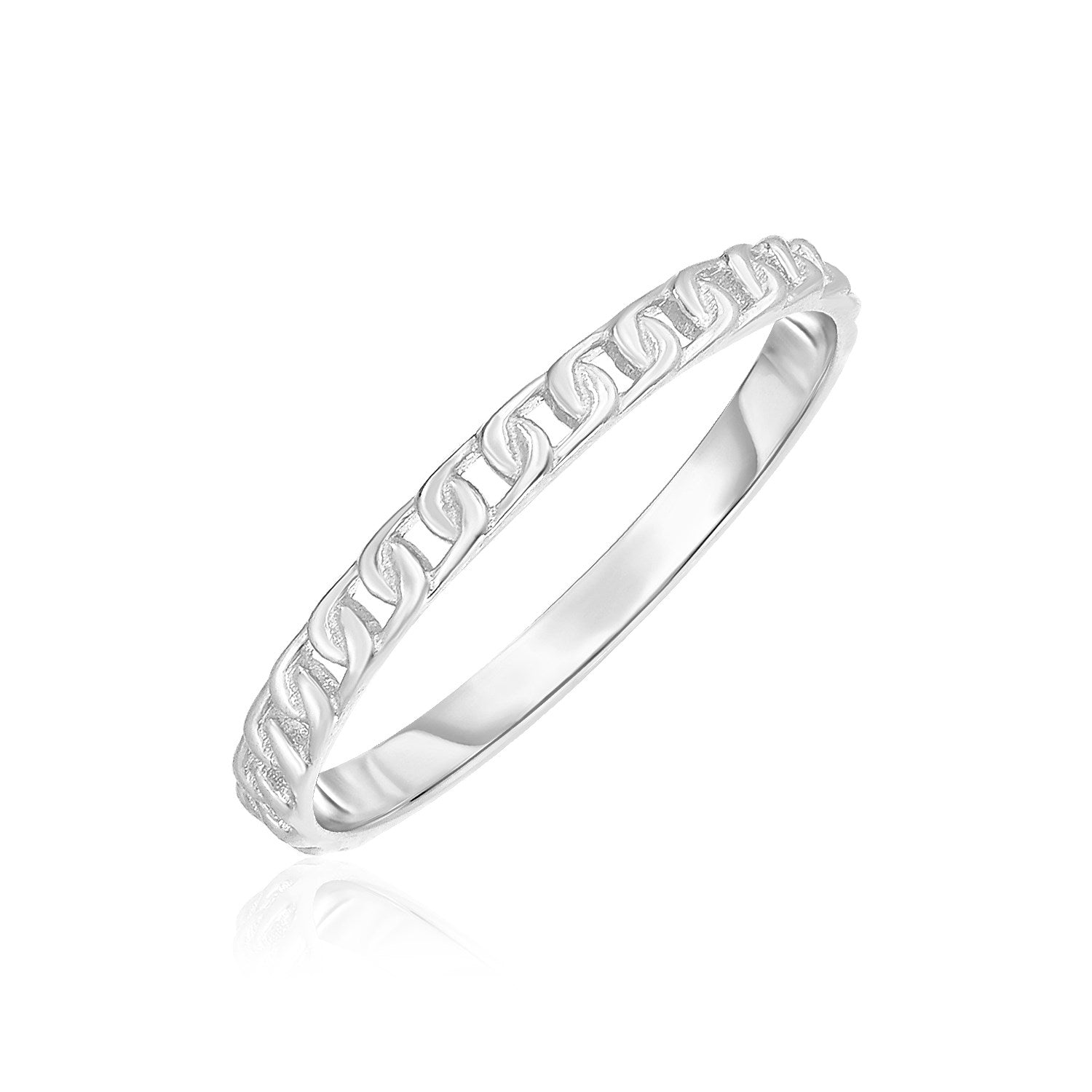 14k White Gold Ring with Bead Texture RCJ