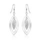 Sterling Silver Dangling Earrings with Dual Open and Textured Marquis Shapes RCJ