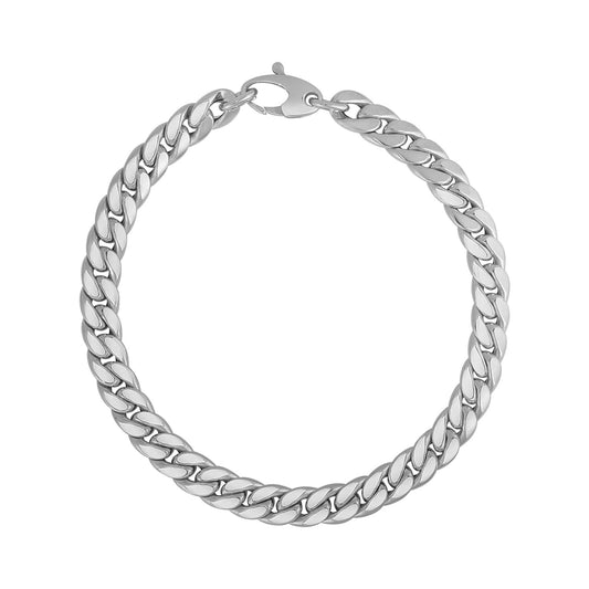 14K White Gold Cuban Link Bracelet (5.90 mm)Monde Trend