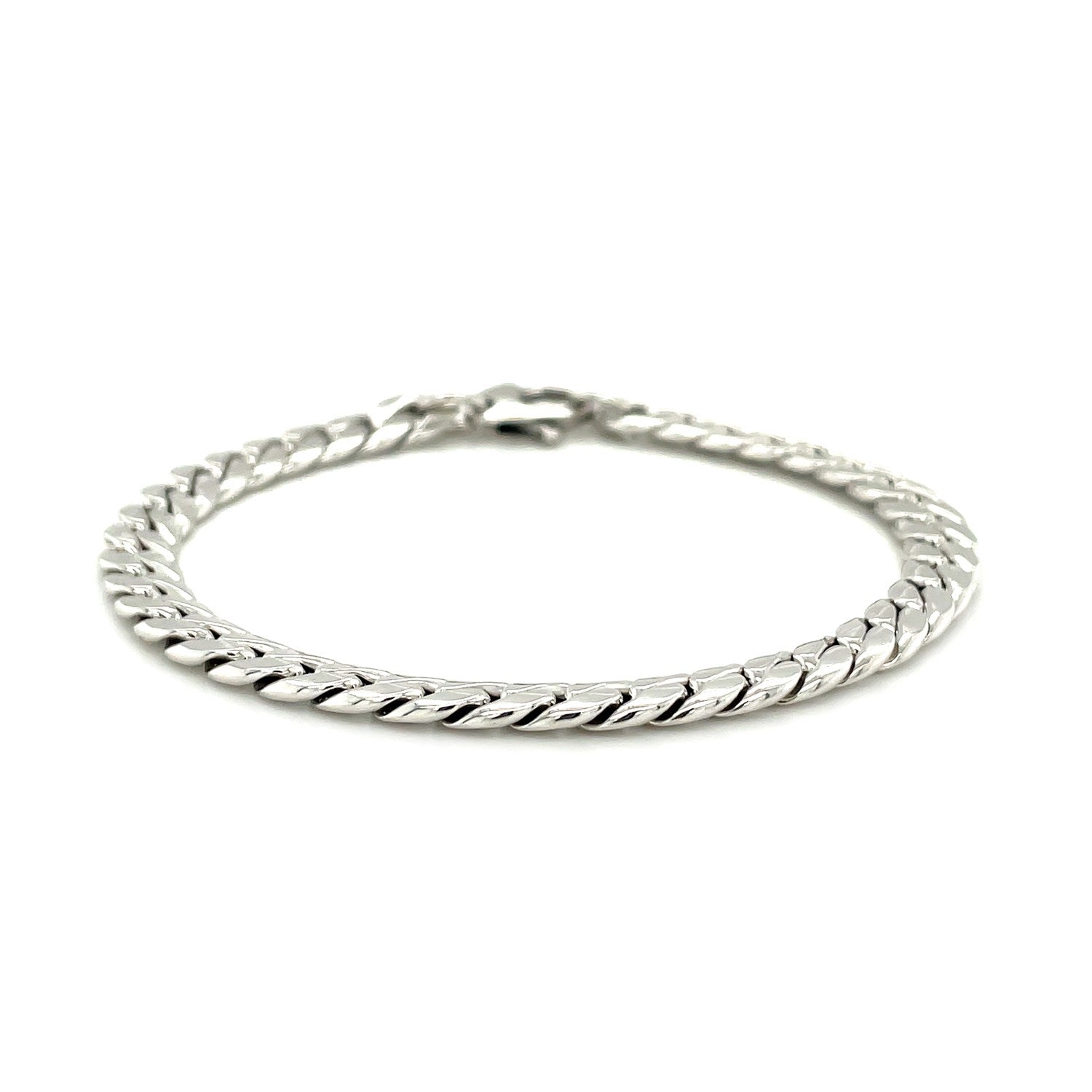 14K White Gold Cuban Link Bracelet (5.90 mm)Monde Trend