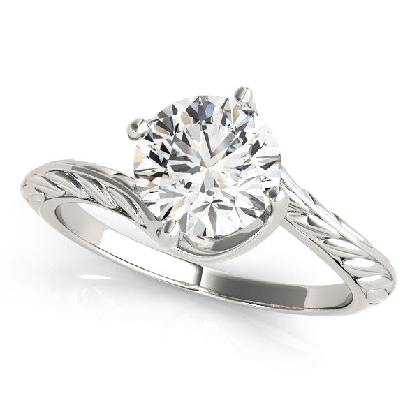 14k White Gold Bypass Round Solitaire Diamond Engagement Ring (1 cttw)Monde Trend