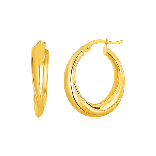 14k Yellow Gold Oval Hoop Earrings(5x20mm) RCJ