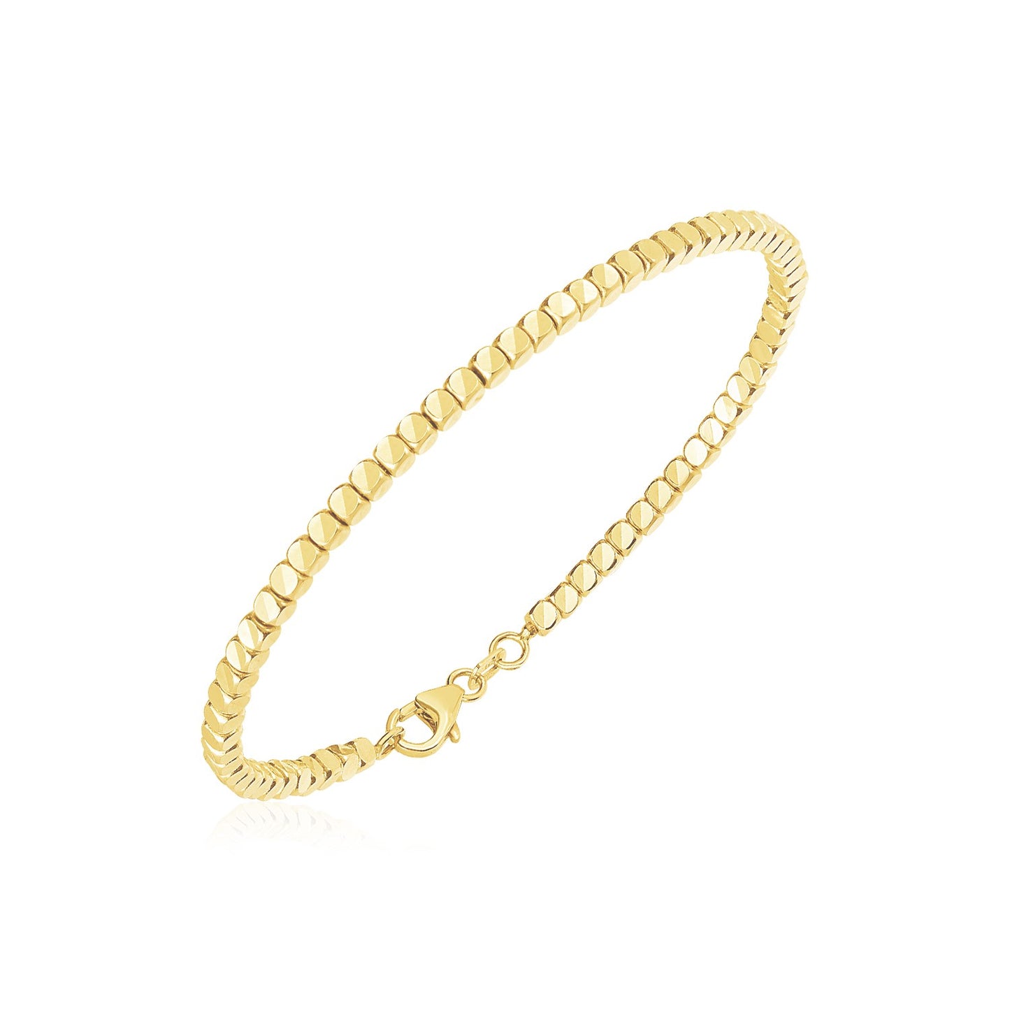 14k Yellow Gold High Polish Bead Cuff Bangle (2.40 mm) RCJ