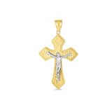 14k Two Tone Gold High Polish Diamond Cut Cross PendantMonde Trend