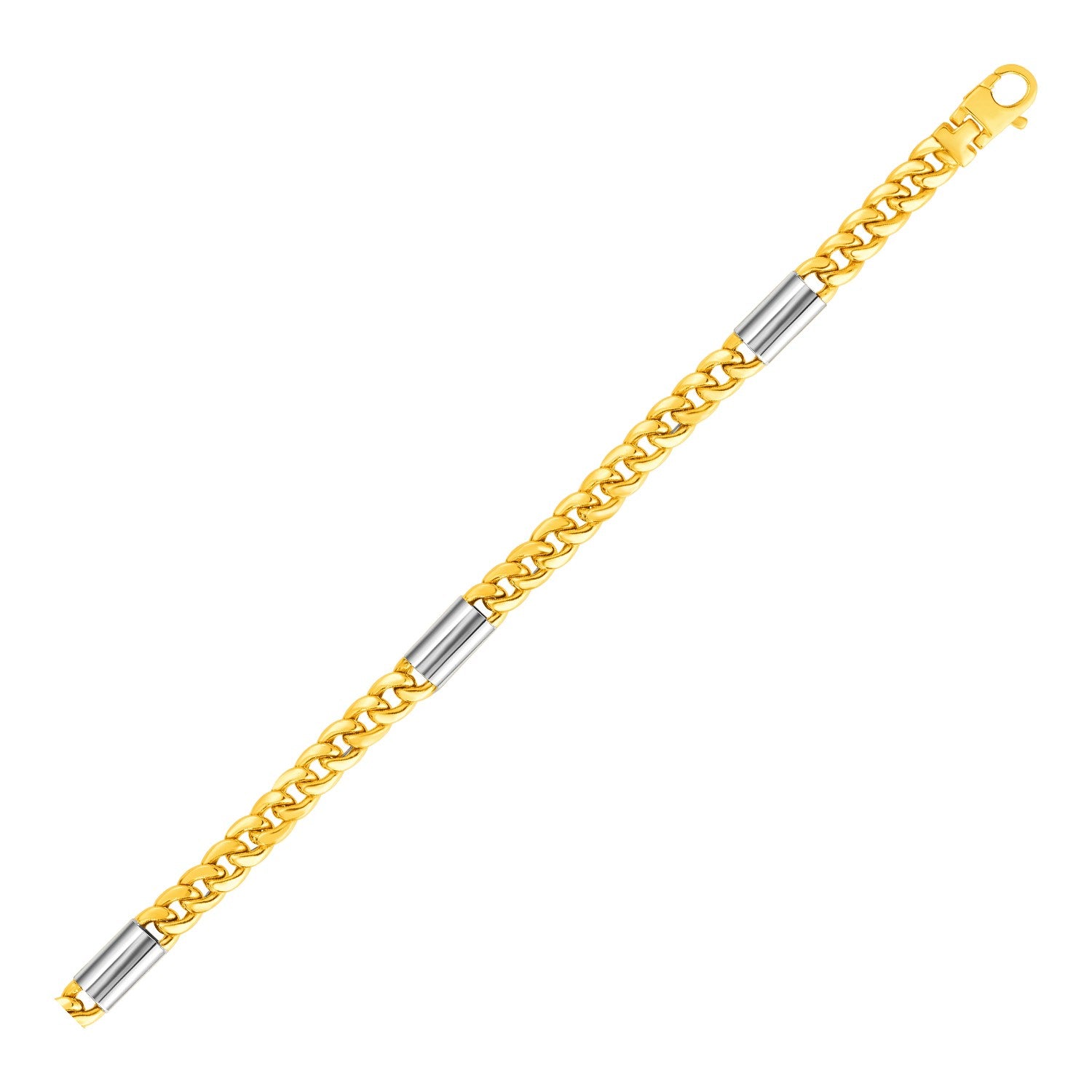 14k Two Tone Gold Mens Twisted Oval and Bar Link BraceletMonde Trend