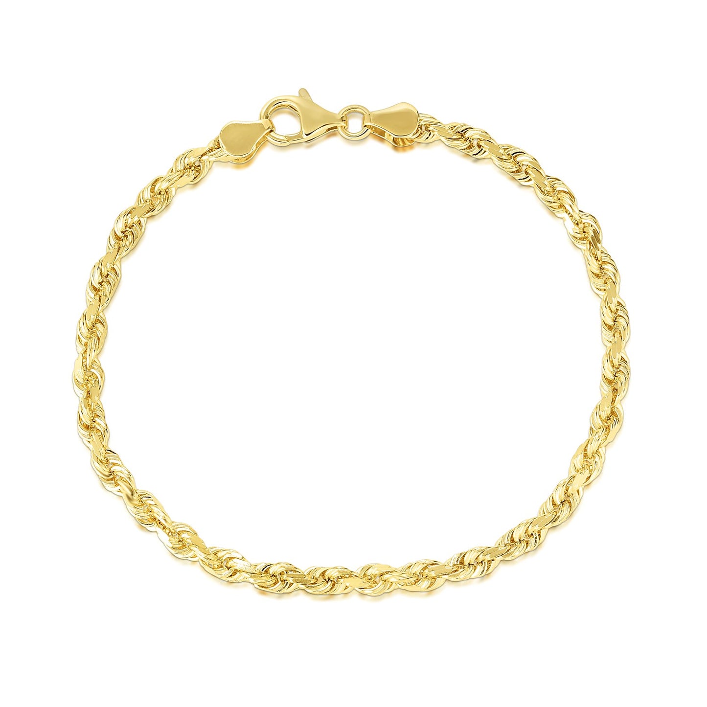 10k Yellow Gold Solid Diamond Cut Rope Bracelet (5.00 mm)Monde Trend