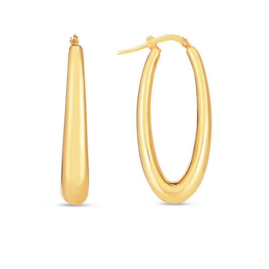 14k Yellow Gold Elongated Oval Hoops RCJ