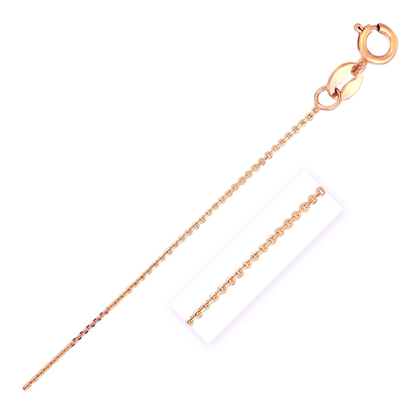 14k Rose Gold Diamond Cut Cable Link Chain (0.68 mm)Monde Trend