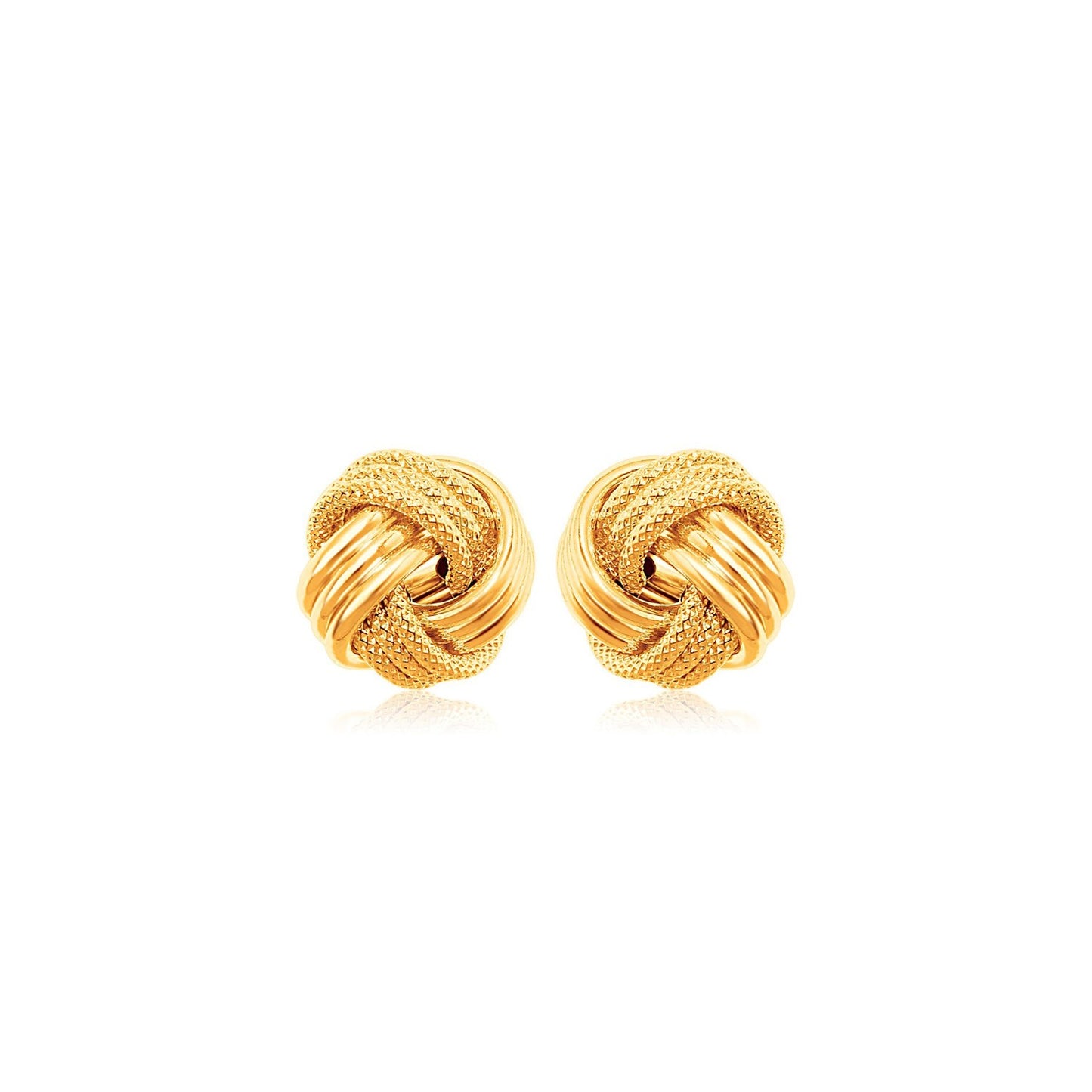 10k Yellow Gold Love Knot with Ridge Texture EarringsMonde Trend