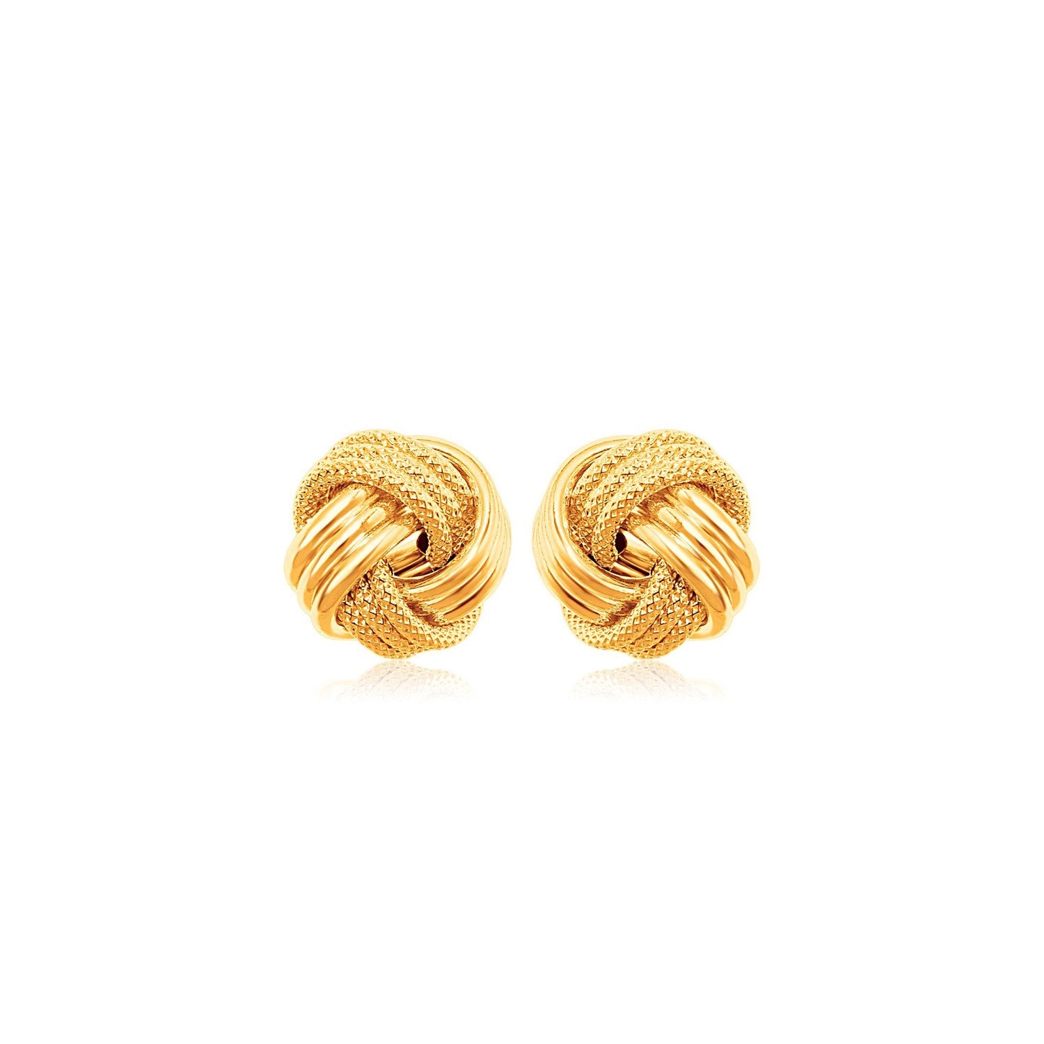 10k Yellow Gold Love Knot with Ridge Texture EarringsMonde Trend